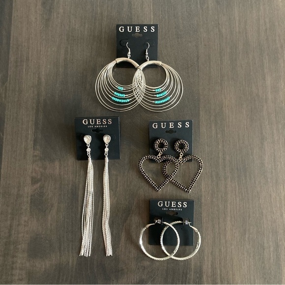 NWT Guess Bundle Set of Hoop and Dangle Earrings - Picture 1 of 10